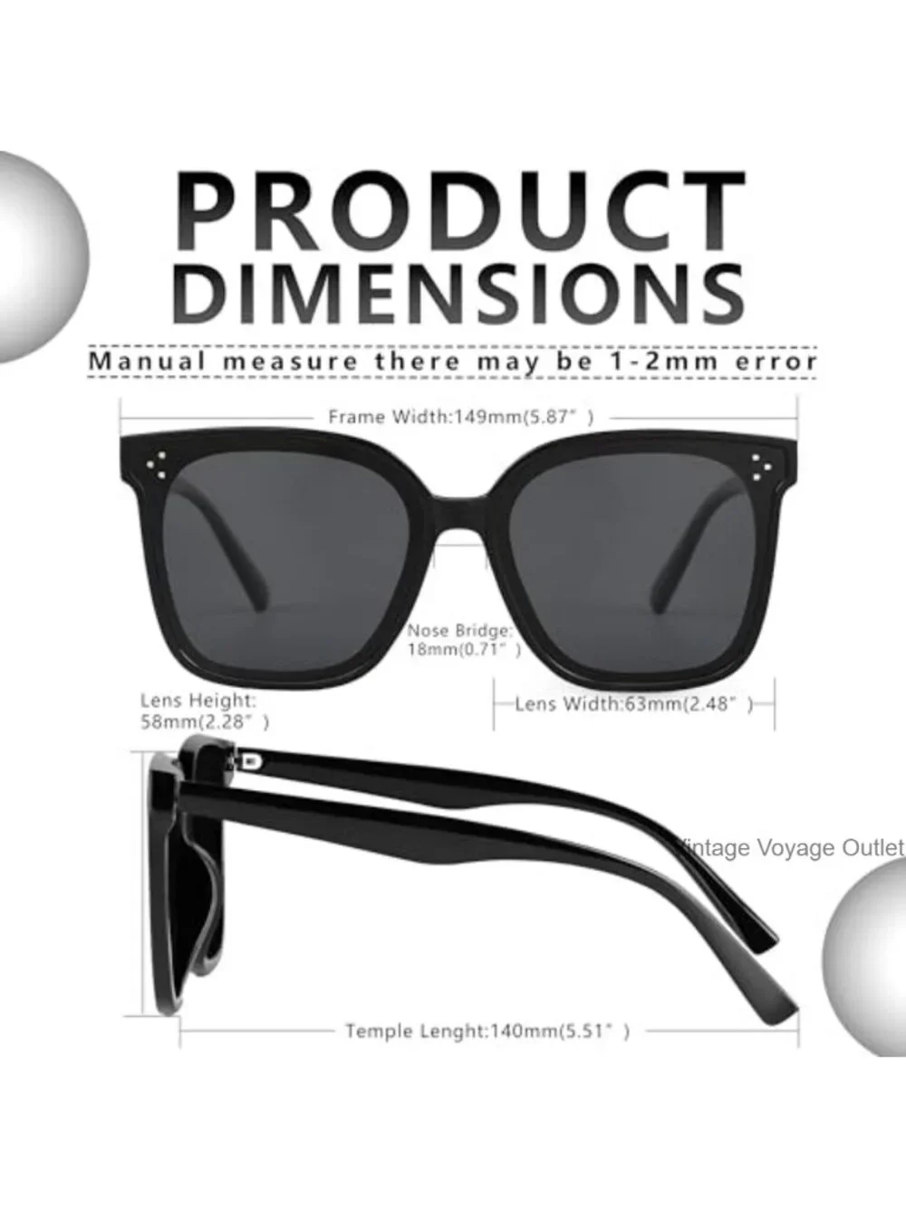 Oversized Polarized Square Sunglasses TR90 Frame UV400 Protection